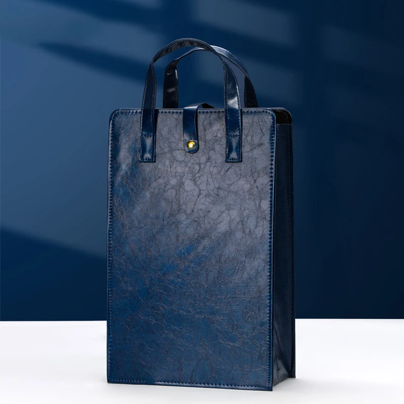 Leather Wine Folding Bag Reusable Wine Carriers Handbag With Handles Champagne Bottle Packaging Boxes wine folding bag