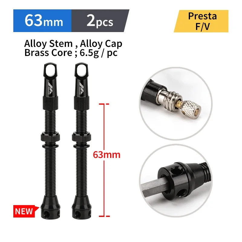 High-Performance Aluminum Alloy Presta Valve Pair for Tubeless Bikes