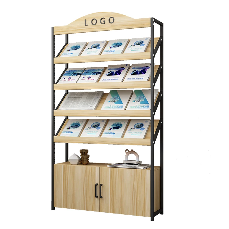 Magazine Rack with Door Literature Display Shelf Floor Standing Office Storage Organizer Bookshelf Office Furniture Estante FYMR
