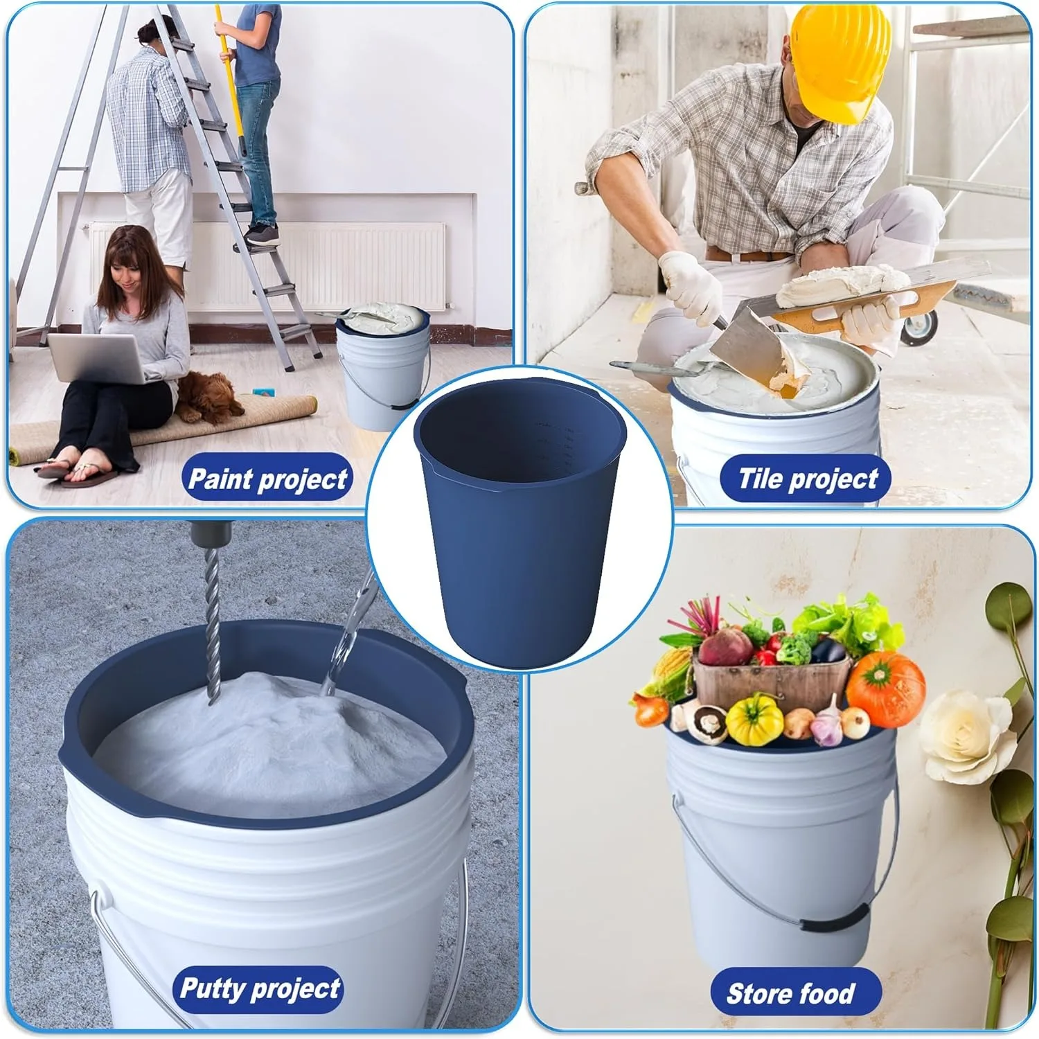 Gallon Bucket Liner 5-Gallon Silicone Bucket Protection Measuring for Concrete Mix and MudBuddy
