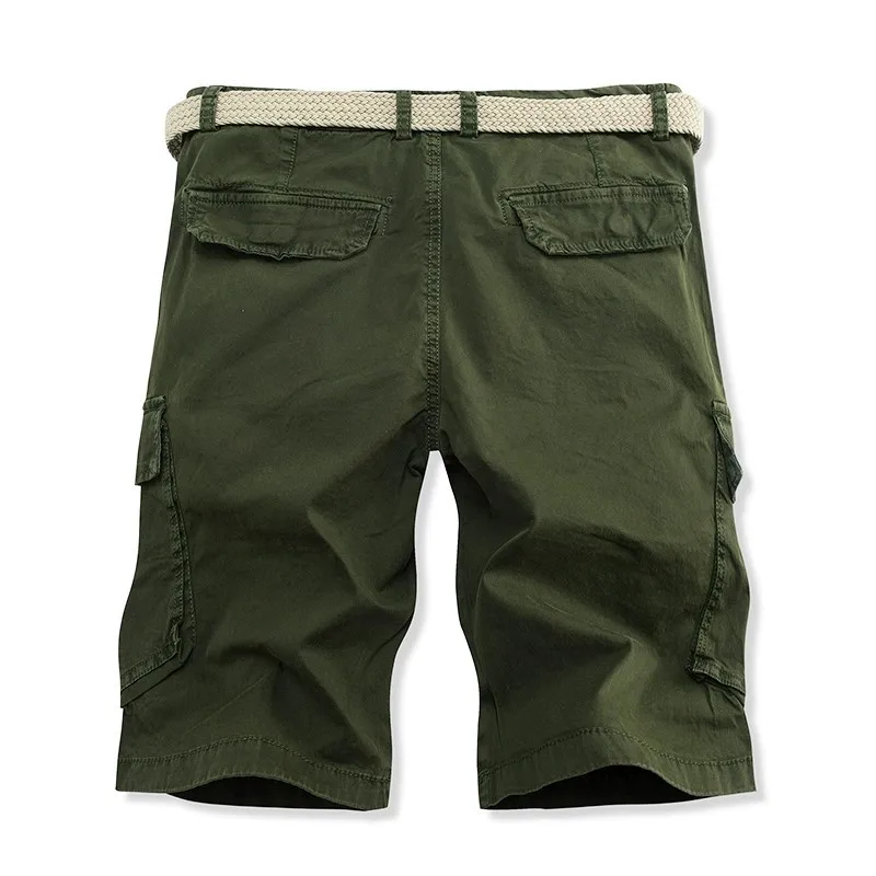 Workwear Shorts Men's New Summer Style Washed Solid Color Multi Pocket Casual Pants Cotton Men's