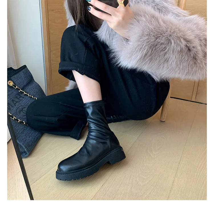 

Women's Boots Autumn Luxury Designer Female Shoes Round Toe Boots-Women Winter Footwear Clogs Platform Fashion Lolita Ladies Me