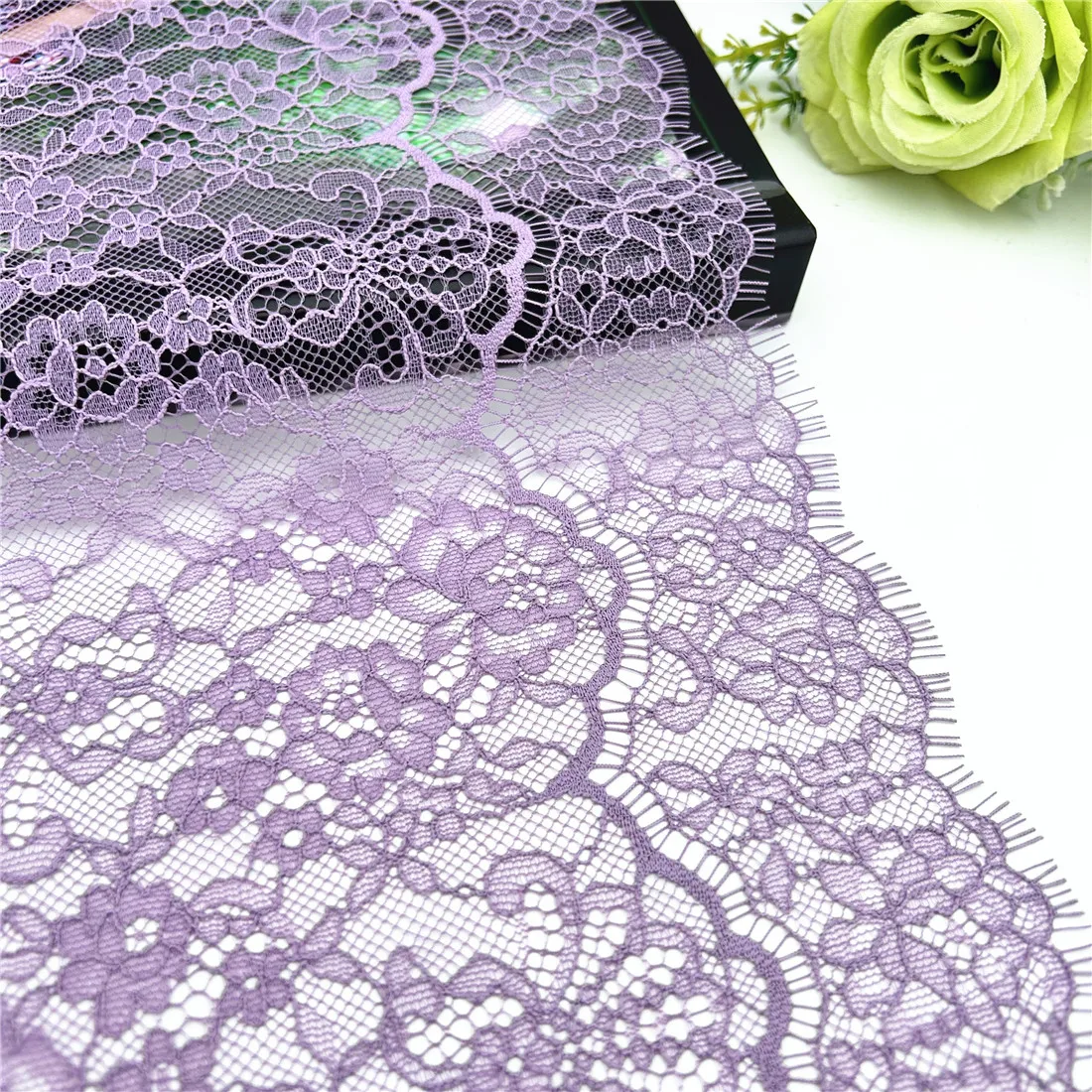 3y/lot Width 9 inch 23cm Purple Eyelash Lace Trim Non-Elastic Lingerie Sewing Craft DIY Apparel Fabric Lace Underware Material 3