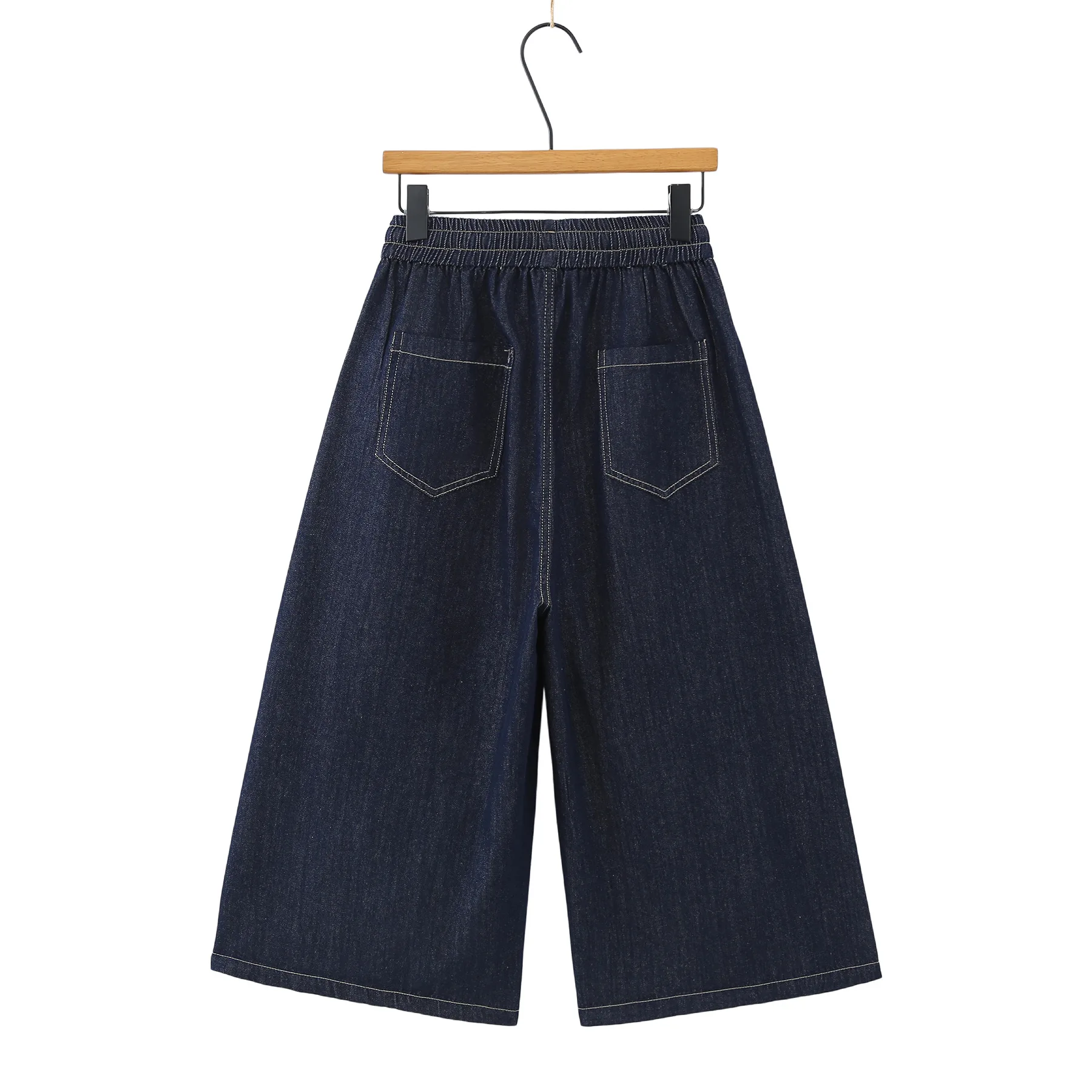 Pantalon Capri en jean rétro grande taille été 2026, taille élastique, coupe ajustée, polyvalent, décontracté, pour femmes aux courbes généreuses 476