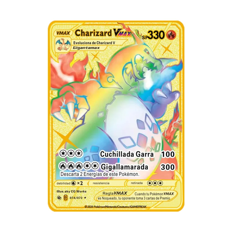 Pokemon Gold Card Metal Card Game Anime Battle Pokemon Gold Spanish Kaarten Charizard Pikachu Game Collection Cards Gift Kids Pokemon Gold Card Metal Card Game Anime Battle Pokemon Gold Spanish Kaarten Charizard Pikachu Game Collection Cards Gift Kids