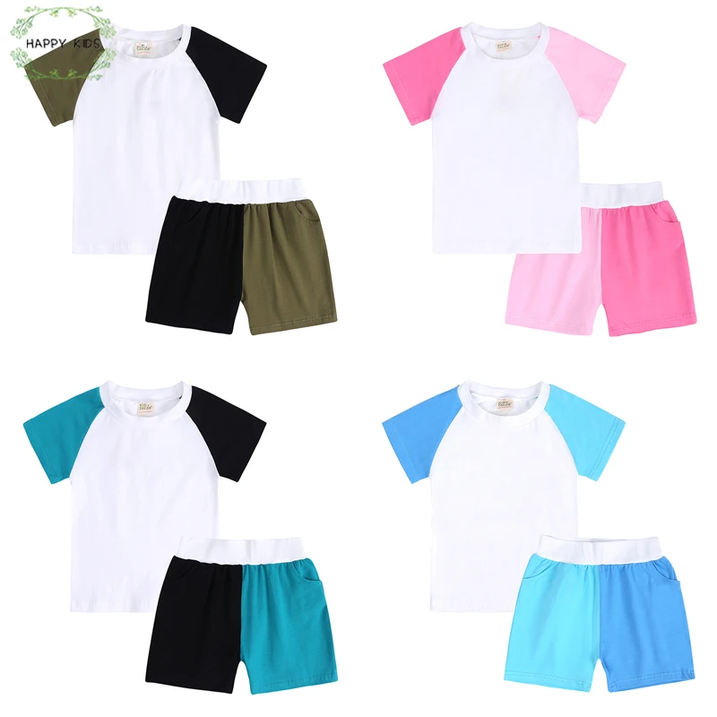 Little Kids Boys Girls Summer Cotton Clothes Set Toddler Classic Short Sleeve T-Shirt +Shorts 2pcs Playwear Outfits 0-14Years Clothing Sets classic