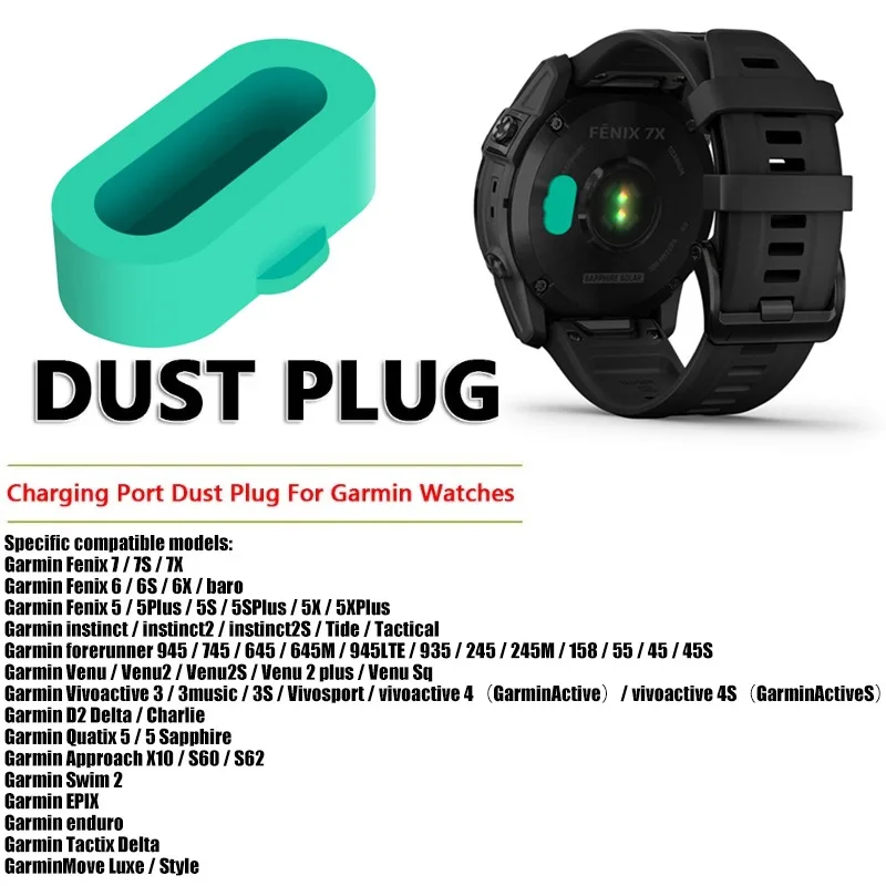 Soft Silicone Dust Plugs for Garmin Watch Charger Port Protection