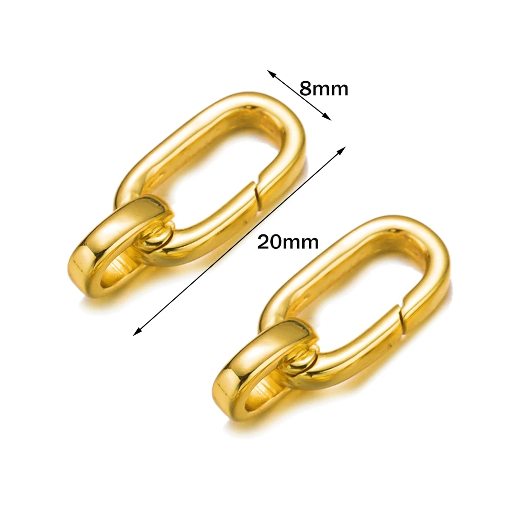 2 Stück 14K vergoldetes Messing Oval Karabiner Charm Verschluss Federring Verbinder Verschlüsse für DIY Armband Halskette Schmuck finden – Detail 4