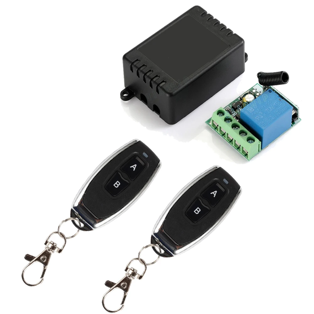 4-Channel 433Mhz Wireless Remote Control Relay Switch Set - 12V Receiver + RF Remotes For Garage Door, Lights