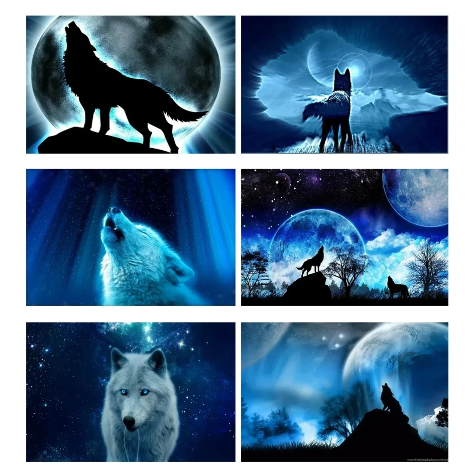 Набор для алмазной вышивки волк и Луна Ll342 |