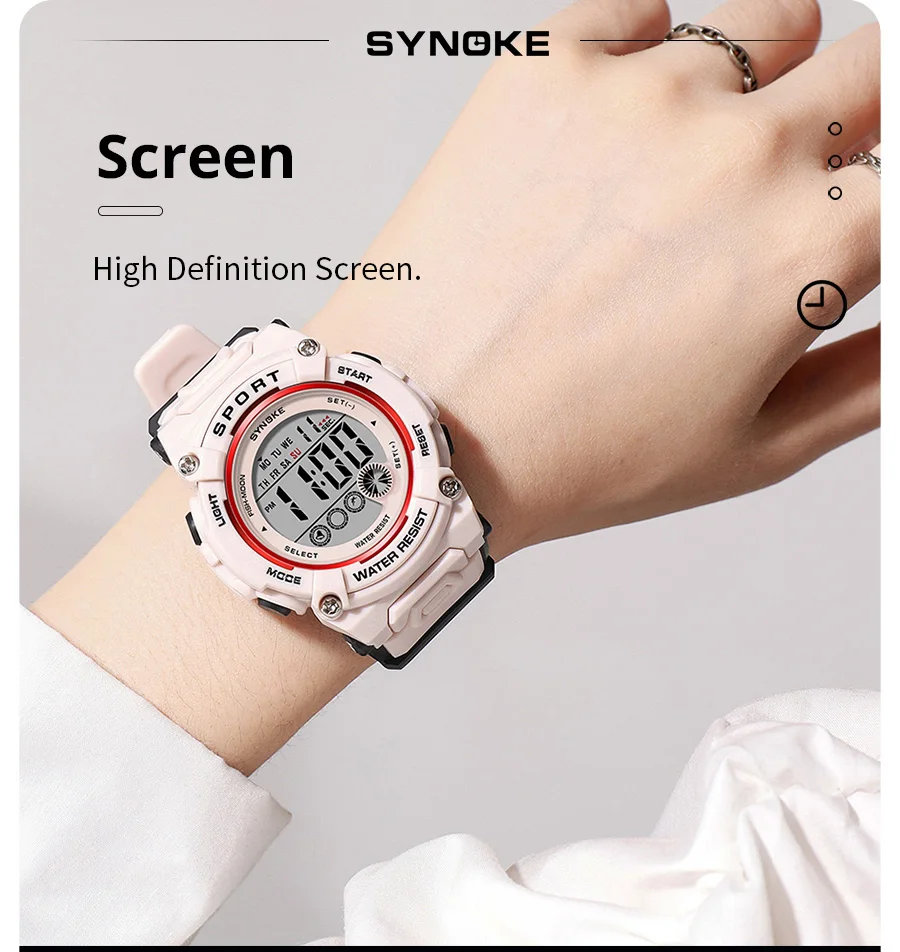 SYNOKE Student Electronic Watch Unisex Sport Watch Multifunction Military Sports Waterproof Luminous LED Digital Kids Big Dial
