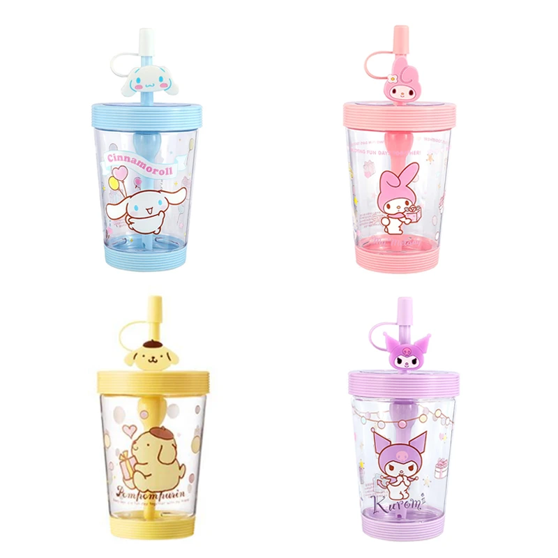 

Аниме мультфильм Kawaii Kuromi My Melody Cinnamoroll милый Принт красочная детская портативная чашка соломенное стекло сладкая девочка подарок на день рождения