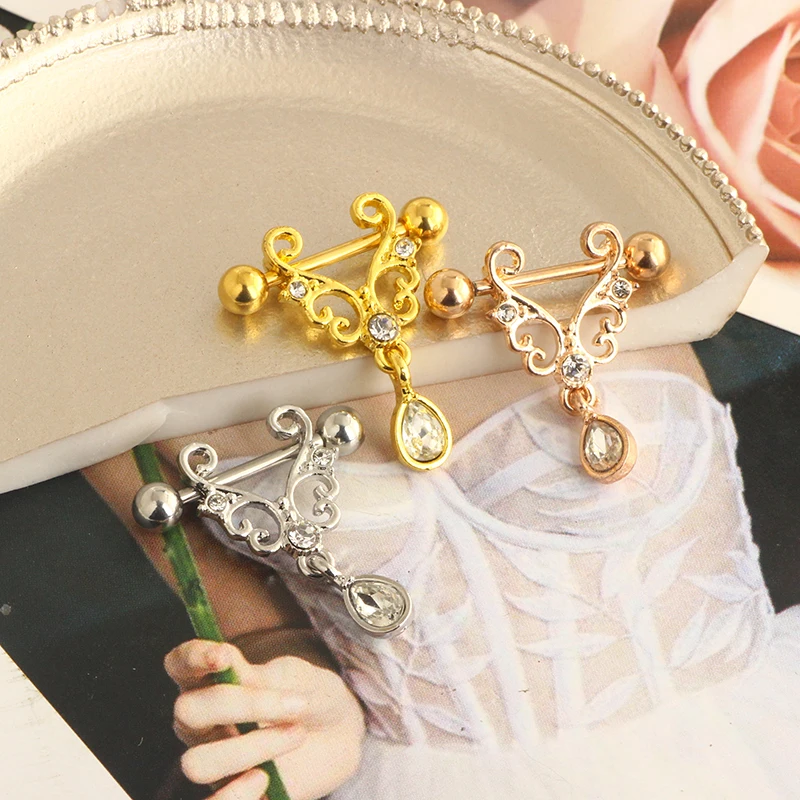 14G Nipple Rings for Women 316L Stainless Steel Heart Butterfly Moon CZ Flower Barbell Nipple Rings Set Cute Nipplerings Piercin