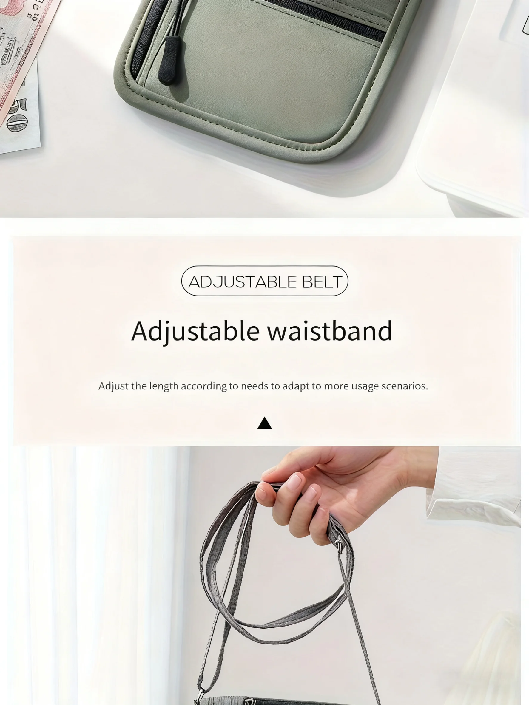 Persönliche Hals-Geldbörse, RFID-blockierender Reisepasshalter, versteckte Halstasche, superleichter Organizer mit verstellbarem Riemen – Detail 7