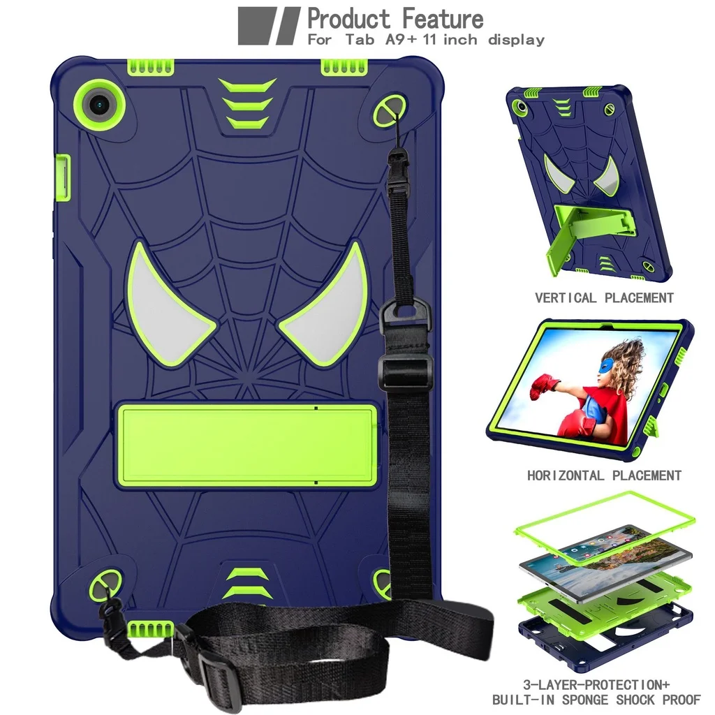 

Armor Case For Samsung Galaxy Tab A9 Plus 11 SM-X210 X215 A9 8.7 SM-X110 SM-X115 Silicon PC Kids Stand Case With Shoulder Strap