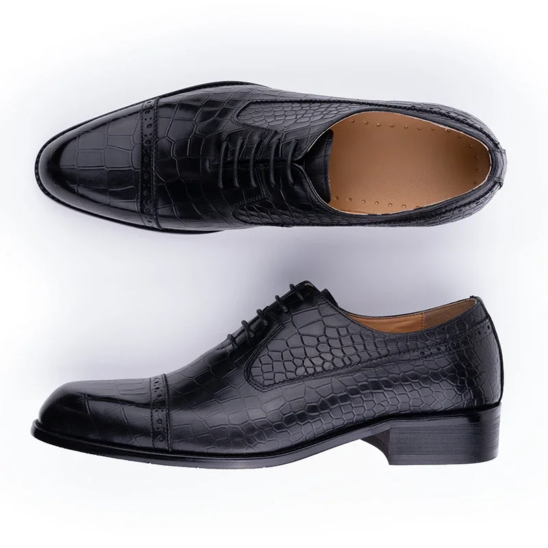 Cow Leather Men\'s Cap Toe Oxford Shoes 3