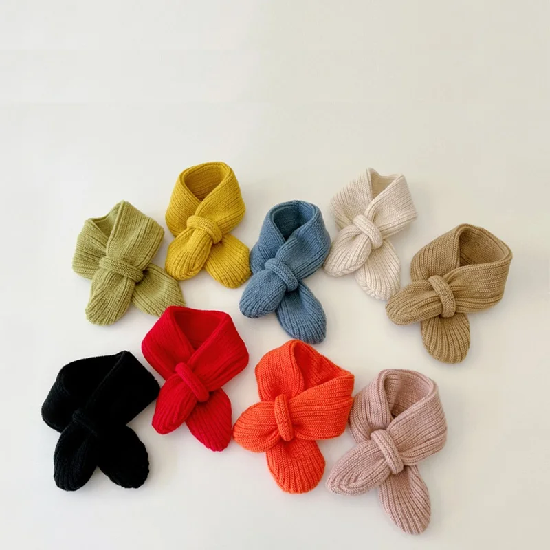 Cross Warm Children's Scarf 0-5 Years Winter Korean Version Knitting Boys and Girls Baby Scarf Kids Scarves