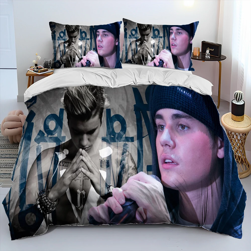 Popular Singe Justin Bieber JBiebs Comforter Bedding Set,Duvet Cover Bed Set Quilt Cover Pillowcase,king Queen Size Bedding Set 3