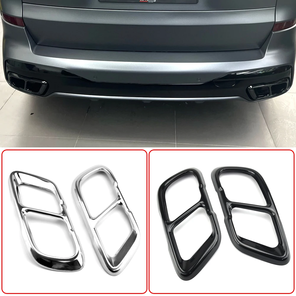 

Car Exterior Accessories Tail Back Exhaust Muffler Tip Pipes Protective Covers Trim Fit For BMW X5 G05 X6 G06 X7 G07 2019 - 2022