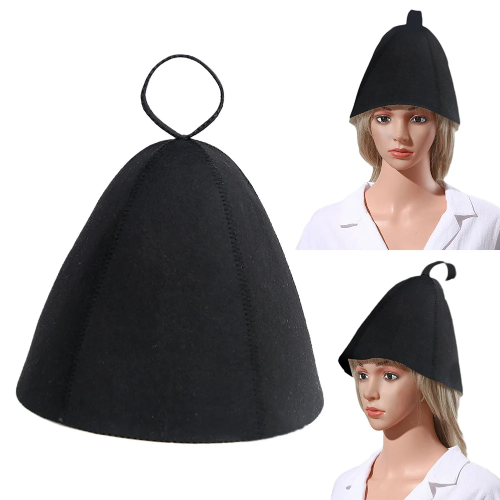 Thicken Wool Felt Sauna Hat Black Hair Protection Spa Sauna Accs For Bath Protection Sweat Steam Waterproof Handmade Felt 1PCS sauna hats