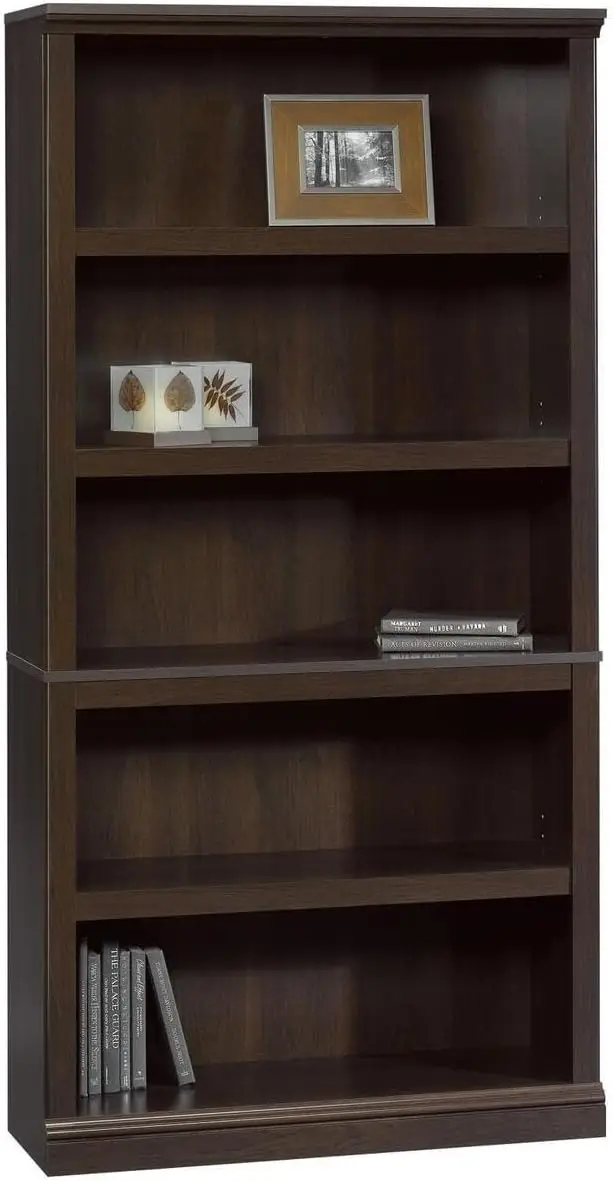 

Sauder 5-Shelf Bookcase/ Book shelf, L: 35.28" x W: 13.23" x H: 69.76", Cinnamon Cherry finish