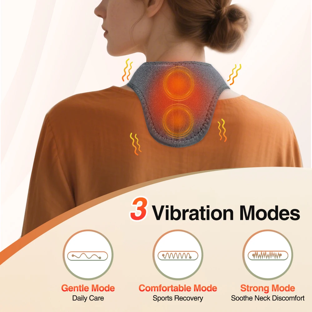 Electric Heating Shoulder Neck Pad Cervical Wrap 5 Gears Thermal Compress Vibration Massager Warm Neck Brace Tool Relax