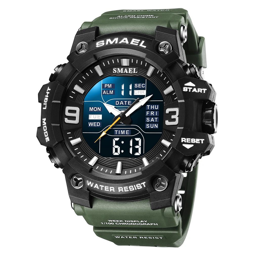 Rugged Men's Sport Waterproof Digital Watch with Alarm and Dual-Time Features