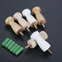 2pcs Mushrooms-Shape Screw-On Wooden Hook Coat Key Towel Mug Shaker Peg Wood Hooks & Screws Wall Mounted Bathroom Kitchen Hanger 1