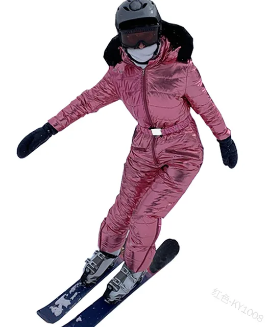 New Autumn Winter Women's Clothing Csaual Sports Hooded Warm One-piece Ski Suit Cotton Suit Overall Jumpsuit 2