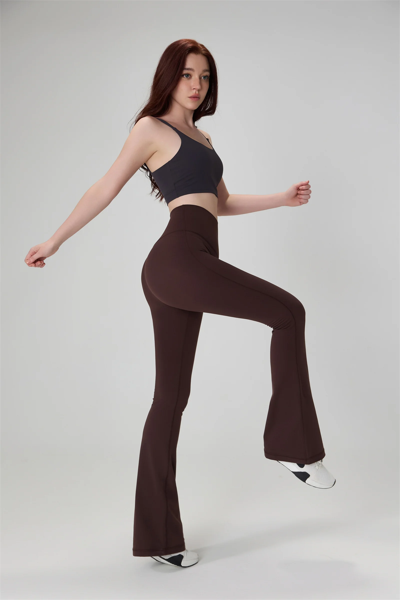 Hohe Taille Flare Leggings Frauen Freies Größe Yoga Hosen Hohe Taille Breite Bein Hosen Frauen Gym Sport Ausgestellte Hose tanz Hosen – Detail 16