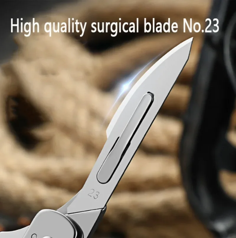 High Hardness Stainless Steel Folding Surgical Knife for Outdoor Camping EDC Portable Unboxing Knife with 10pcs Blades Included 2