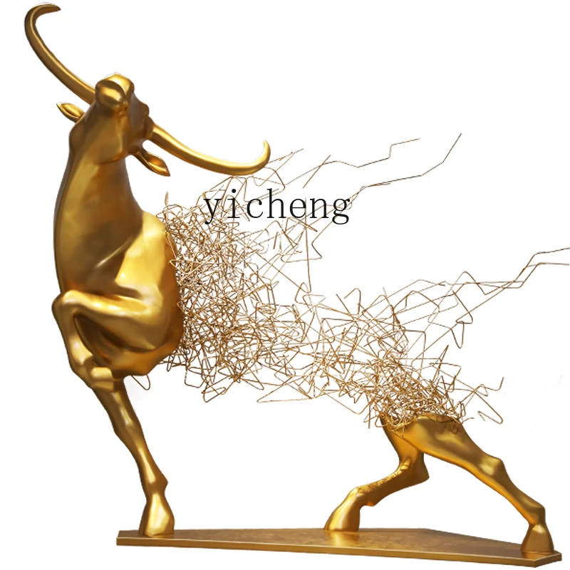 

Zc Landing Lucky Golden Cow Animal Sculpture Large Villa High-Grade Ornaments Sales Office Abstract Artwork