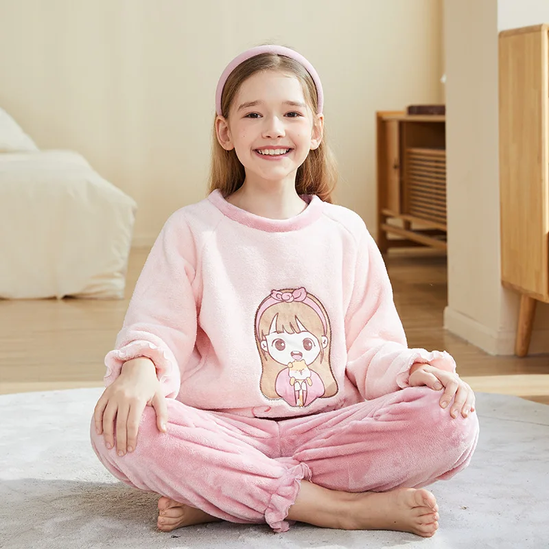 Pyjama Enfant Polaire Ultra Doux - Ensemble Haut + Pantalon Chaud Hiver Animaux Mignons - Garçons Filles 1-14 Ans