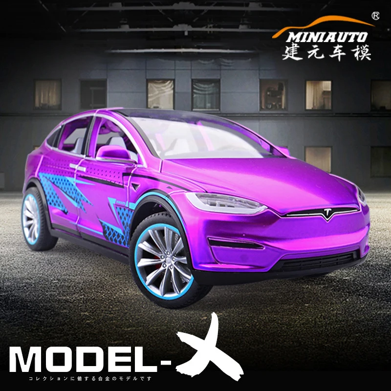1:20 Tesla MODEL3 X Alloy Car Model Sound Light Pull Back Toy For Boys Gift Decoration |