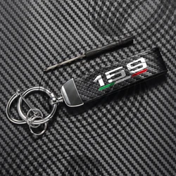 Italian Logo Emblem Carbon Fiber Leather Zinc Alloy Microfiber Keychain Accessory (For 159 Logo)