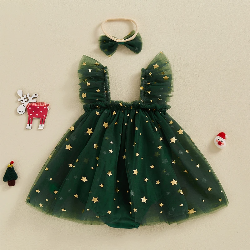 Infant Baby Girl Valentine's Day Outfit Star Heart Flower Tutu Dress Romper Newborn Festival Clothes Dress girls dress baby girl dress