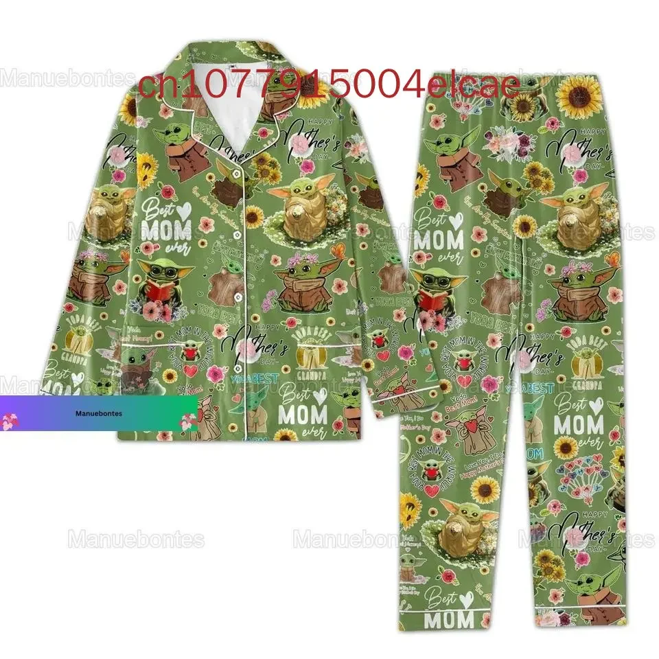 Baby Yoda Christmas Long Sleeve Pajamas Two-piece Set Men's and Women's Pajamas Women's Cartoon Pajamas Pants Set 5