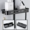Bathroom Shower Storage Rack Organizer No Drilling Lifting Rod Shower Head Holder Shower Gel Shampoo Tray Holder Pole Shelves 4