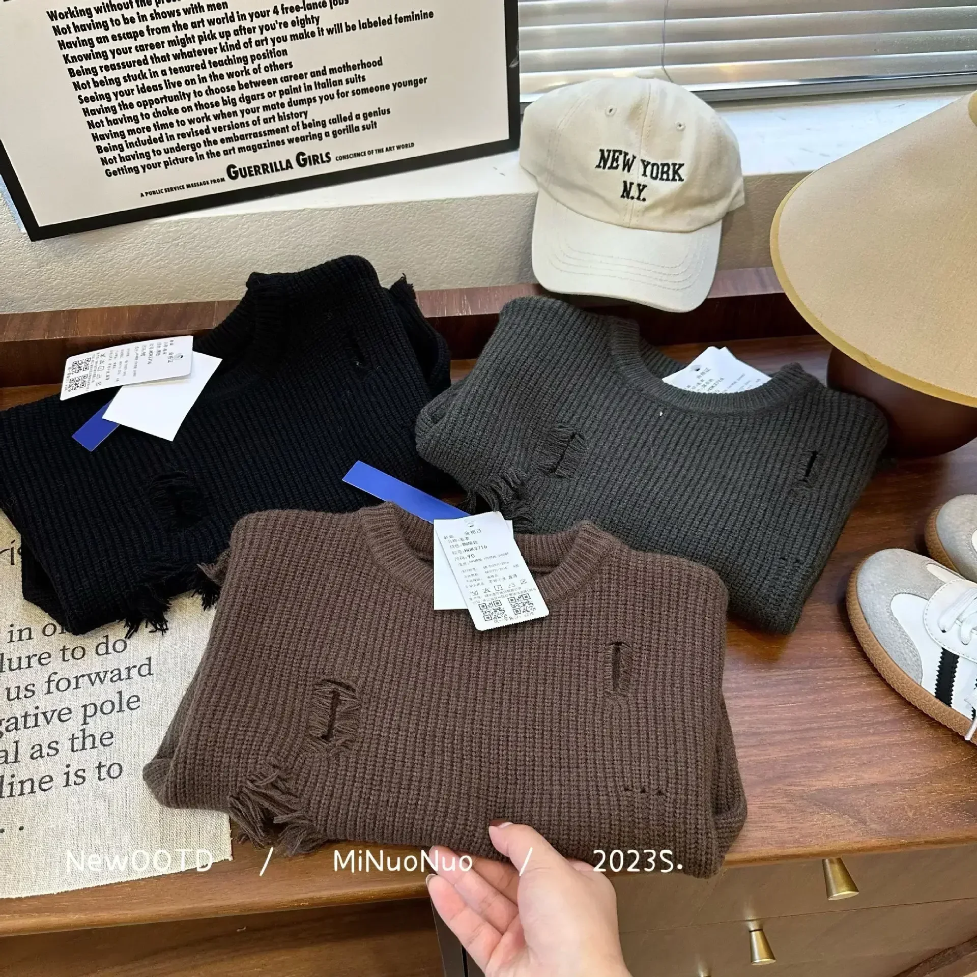 

Children Clothing Kids Sweater 2023 Autumn Winter New Korean Style Irregular Fashion All Matching Pullover Solid Color Knitting