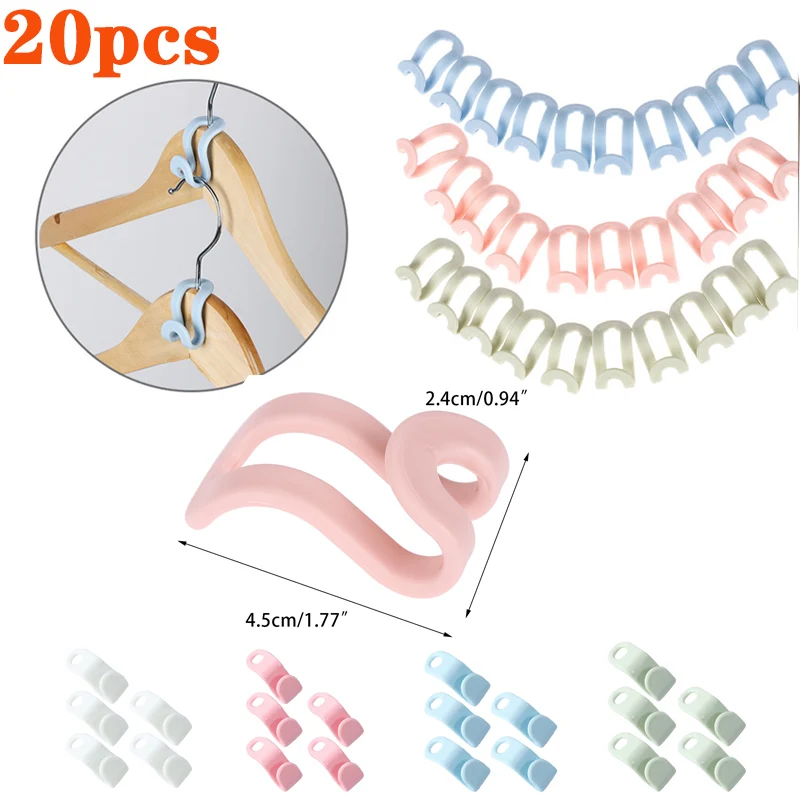 

20pcs Mini Clothes Hanger for Closet Connector Hooks Cascading Plastic Clothing Wardrobe Coat Organizer Rack Holder Space Saving