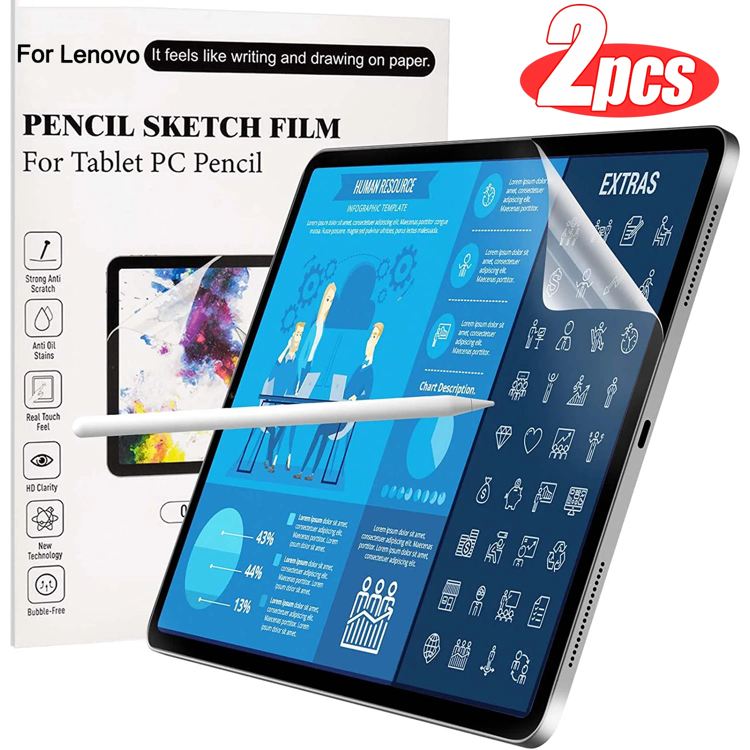Paper Like Screen Protector For Lenovo Tab M10 Plus 3rd Gen P11 Plus P12 Pro 11.5 11.2 Gen2 10.1 Painting Write Matte PET Film