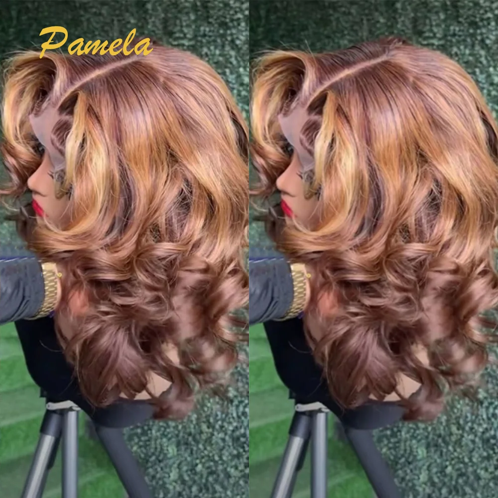 13x4 Ombre Blonde Short Bob Lace Front Human Hair Wigs Brazilian Princess Hair Loose Deep Wave Transparent Lace Frontal Wigs