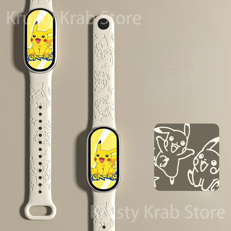 Pokemon Pikachu Cute Strap for Mi Band 8/7/6/5/4/3 Silicone Laser