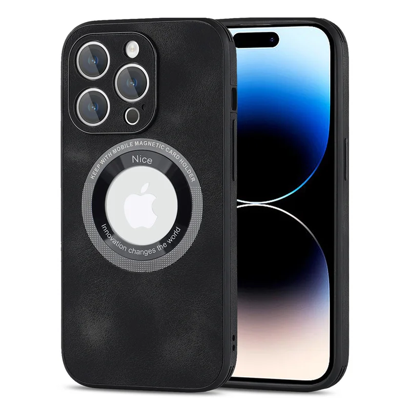 Luxury Sheepskin Leather Magnetic Phone Case with Wireless Charging Capability