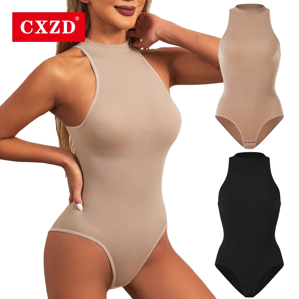 CXZD Woman Sleeveless Yoga Jumpsuits Body Shaper High Neck Bodysuit Rompers Sport Gym Outfit Fitness Slimming Belly Shapewear