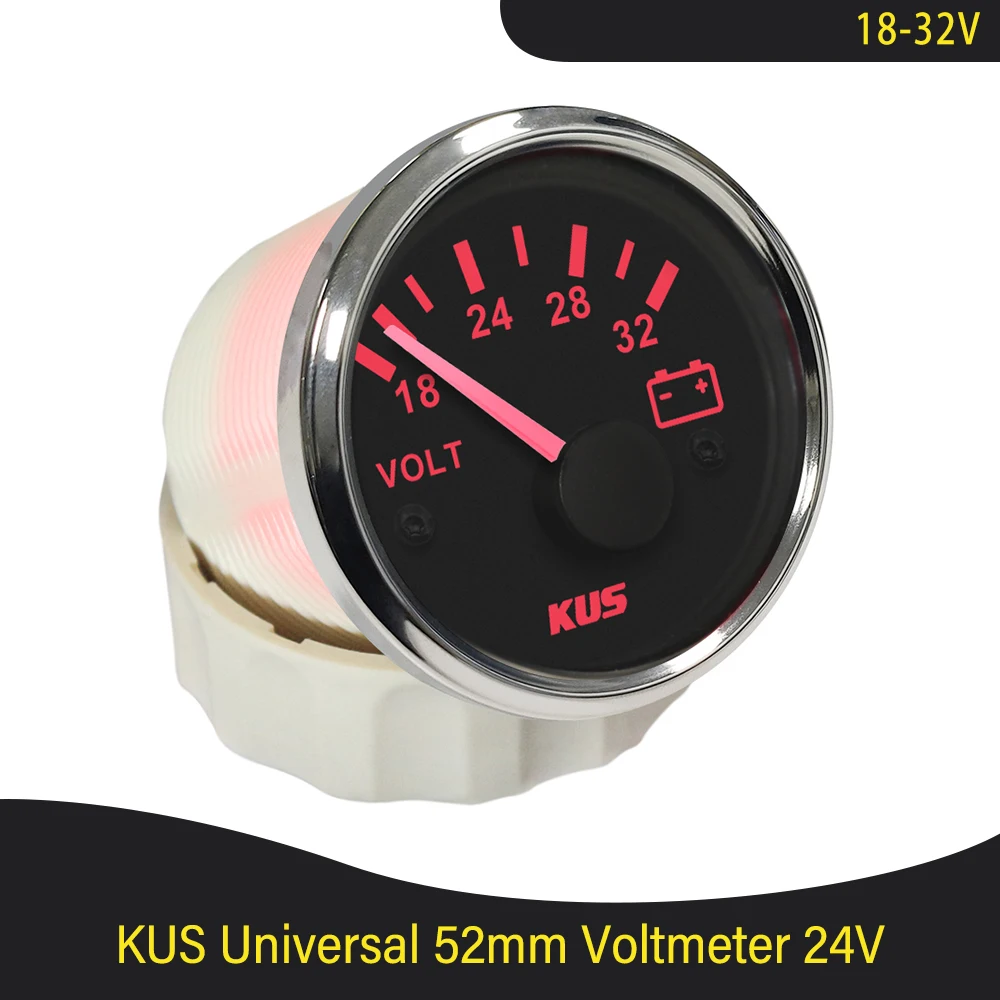 Kus 52mm Voltage Gauge Universal Voltmeter 12v/24v For Boat Yacht Auto