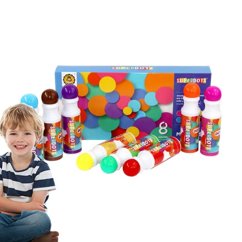 Washable Dot Markers Dot Paint And Marking Kit Fun And Erasable Coloring Pens Dry Erase Markers For Kids Boys And Girls Birthday 1 set sketch sponge wiper toolsmudge erase wipe sketching kids drawing eraser correction washable heads trimmer rubbag blender