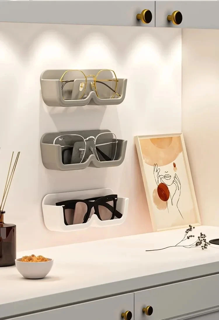 1/2/3PCSWand Montiert Gläser Lagerung Box Punch-freies Selbst-klebe Glas Vitrine Gläser lagerung Box Sonnenbrille Organizer – Detail 9