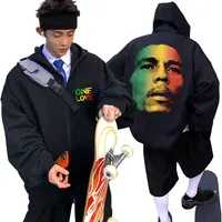 Bob Marley One Love Mugshot Zipper Hoodie Men Women Vintage Reggae Hip Hop Zip Up Jacket Men's Loose Oversized Zip Up Sweatshirt 1