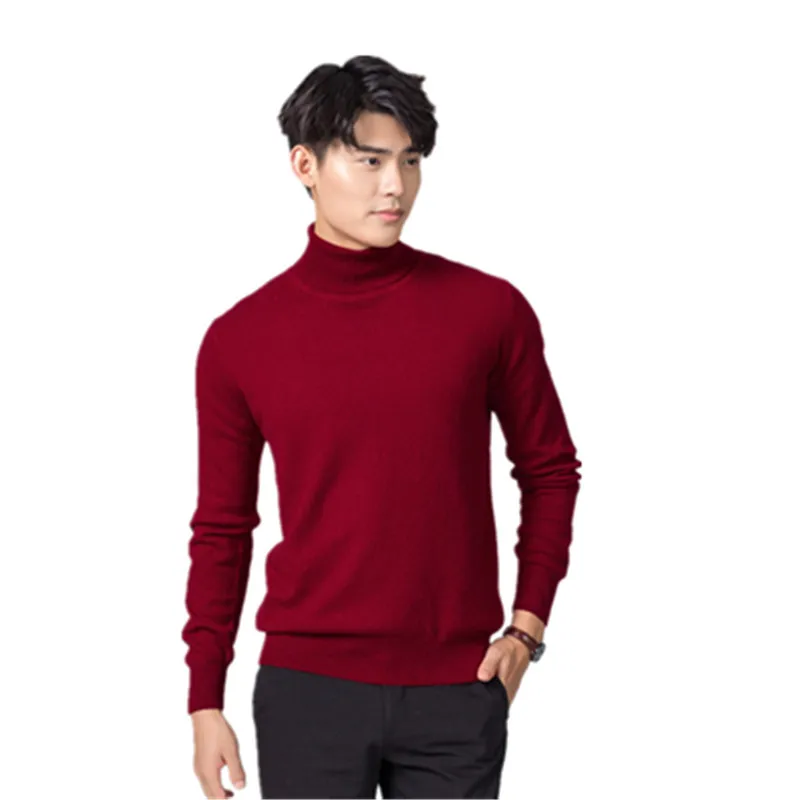 Turtleneck Men Cashmere Cotton Blend Pullover Jumper Autumn Winter Sweater